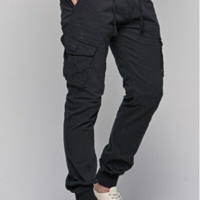 Μαύρο Cargo Παντελόνι με Λάστιχο